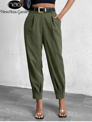 NewAsia Women's Pocket Solid Color Long Pants Tapered Fashion Casual Street Wear Trousers 2024 New Arrival