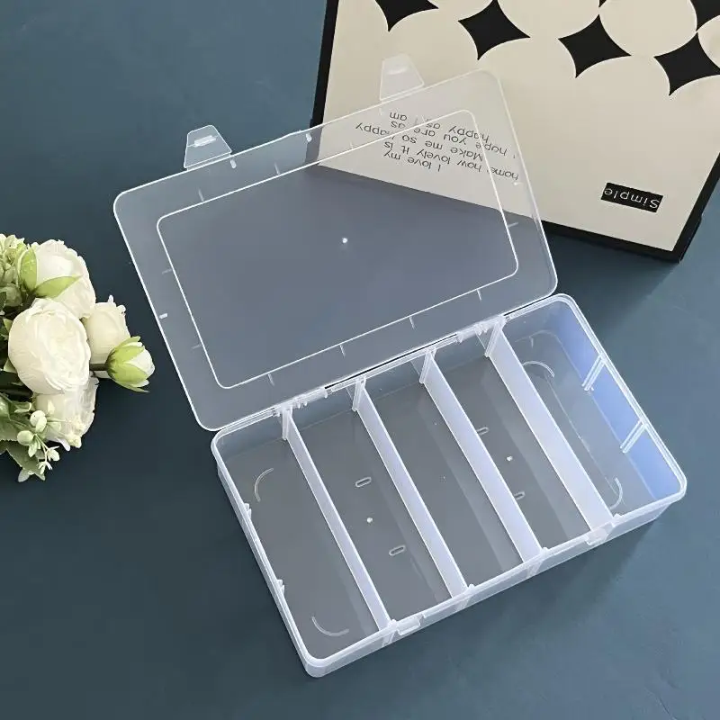 5-Grid Transparent Hardware Storage Box description 1