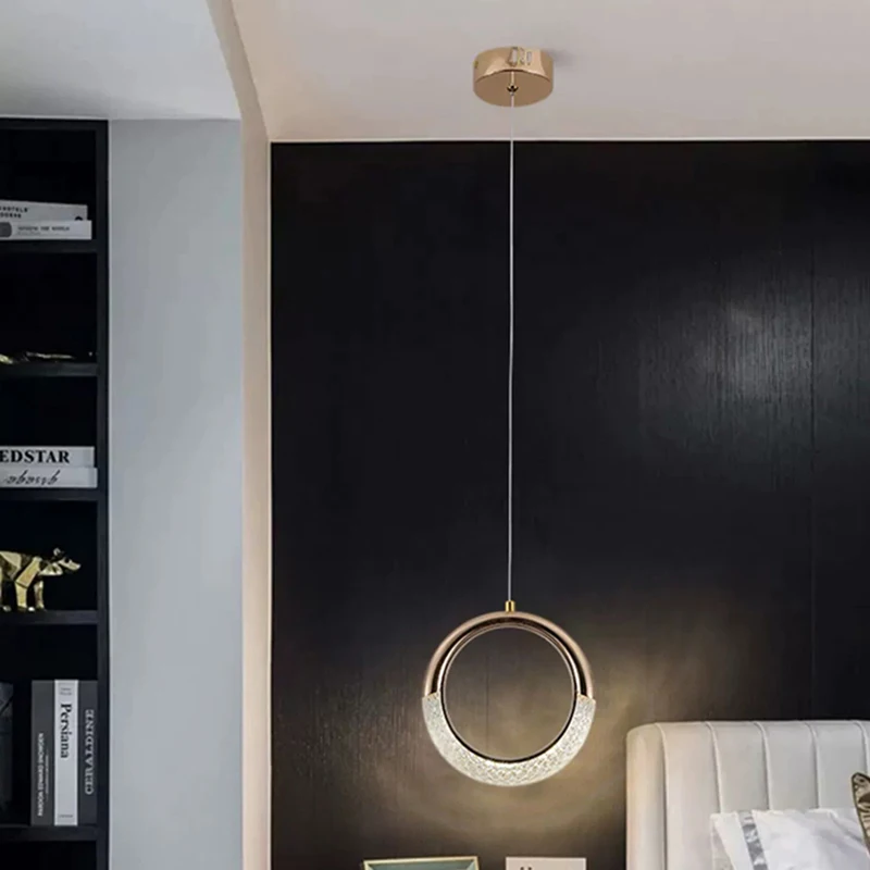 مصباح معلق دائري LED حديث مع سلك معلق قابل للتعديل يصل إلى 200 سم لتزيين المنزل في غرفة المعيشة وغرفة النوم. #2