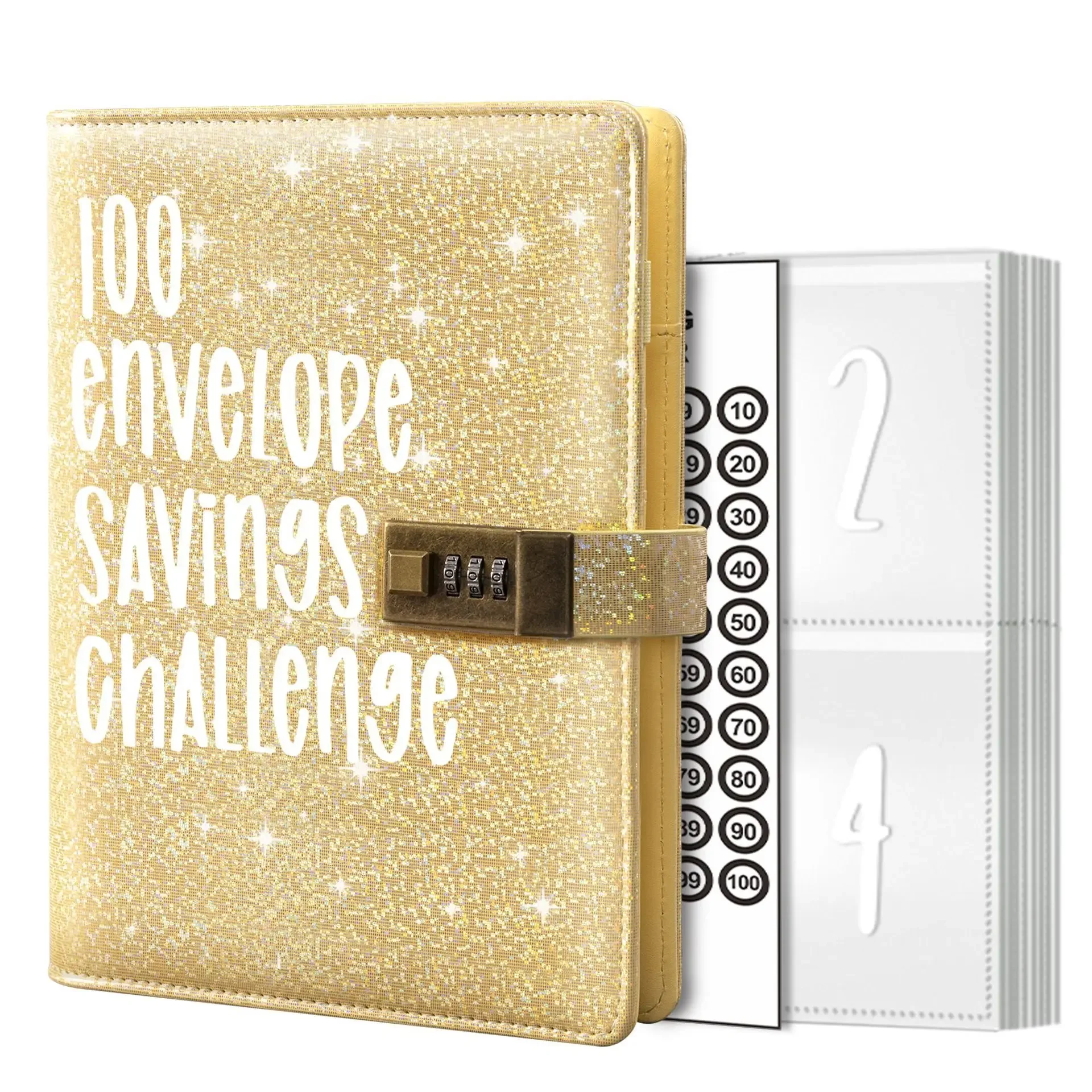 

Colorful Saving Money Easy Fun To Save $5,050 100 Envelopes Money Saving Challenge Budget Binder with Password Lock Planner