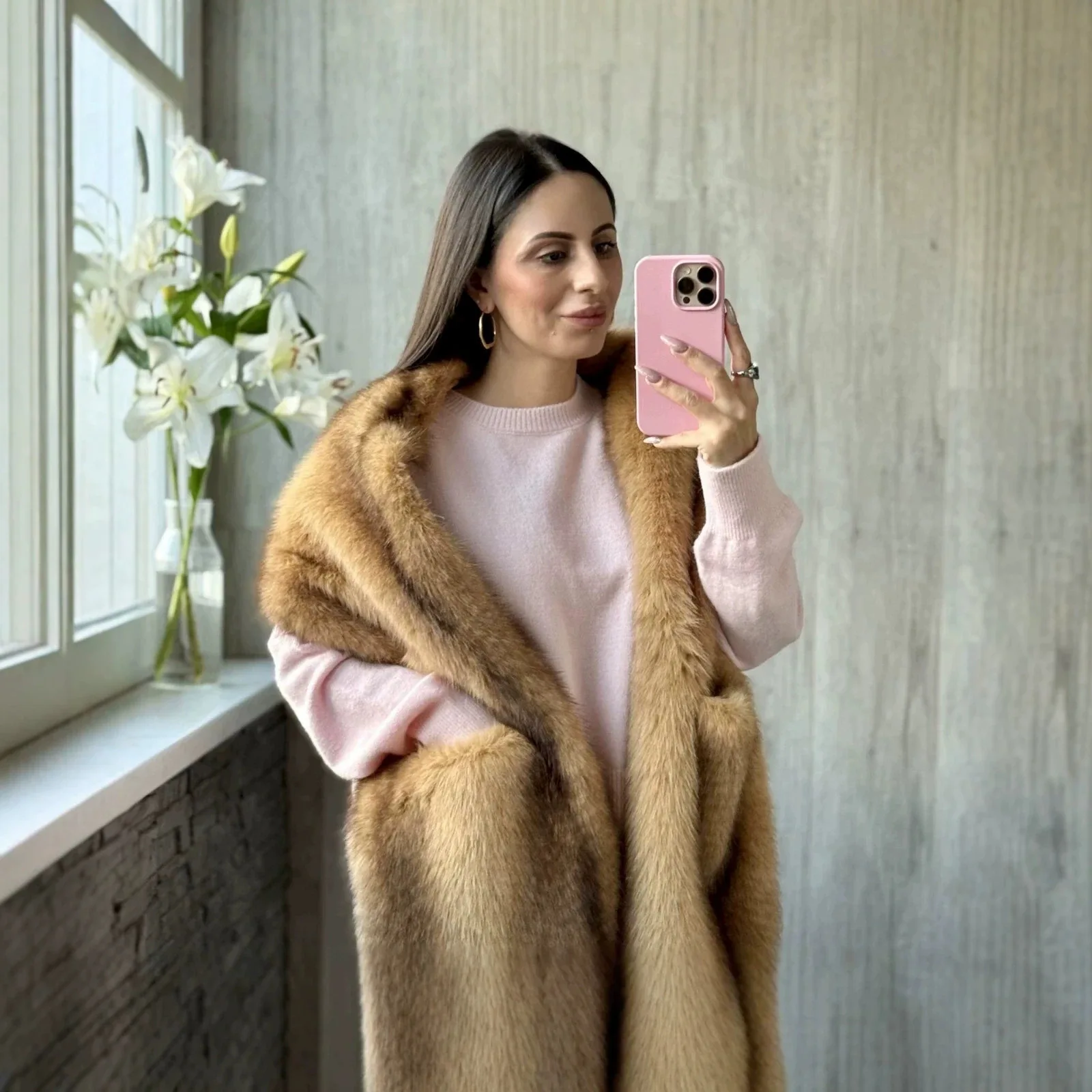Women Luxury Faux Fox Fur Shawl Vest With Pockets Winter Warm Fluffy Cape Wrap Open Sleeveless Coat Elegant Party Outerwear