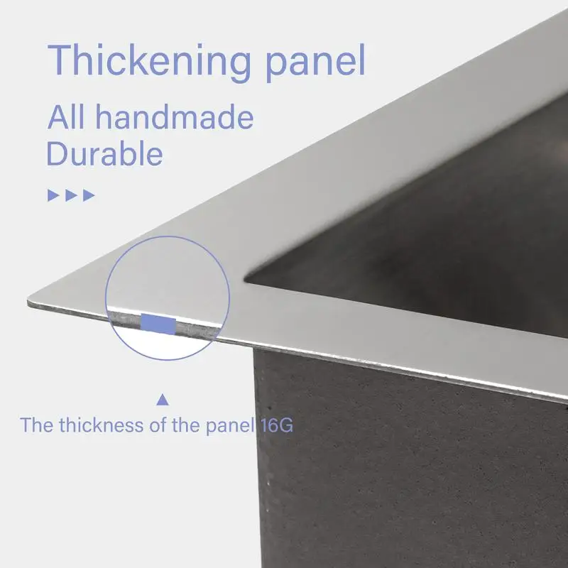 حوض محطة عمل سفلي بوعاء واحد - حوض مطبخ عميق من الفولاذ المقاوم للصدأ مقاس 23 بوصة × 19 بوصة × 10 بوصة 16 بوصة