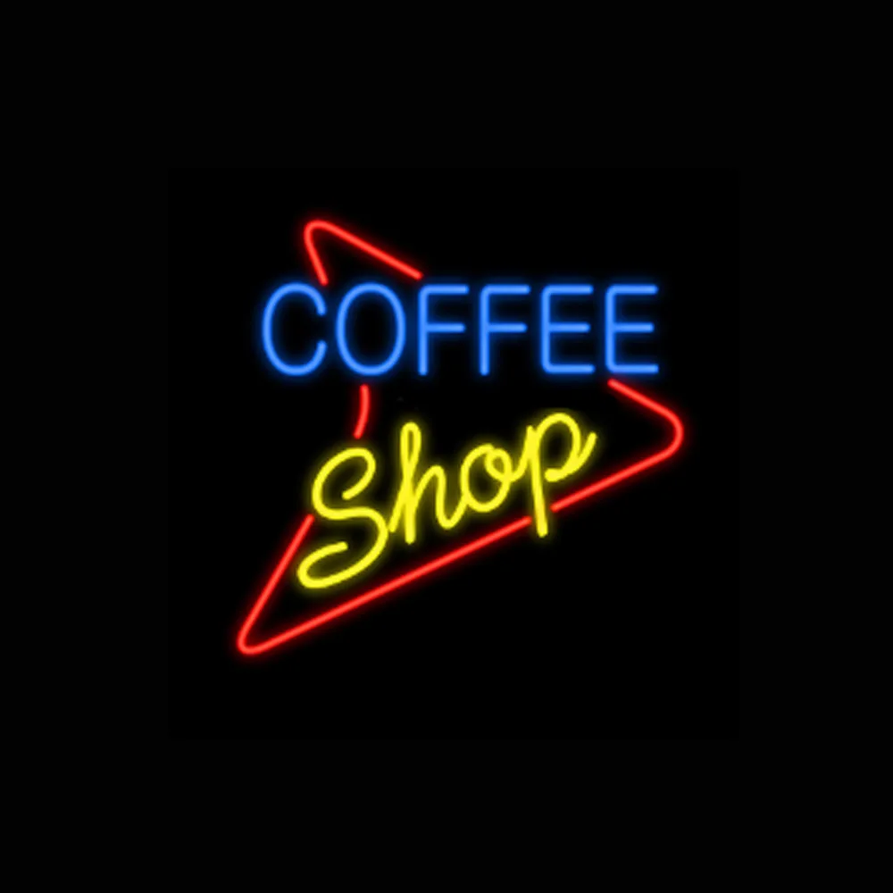 

Coffee Shop Triangle Custom Lamp Handmade Real Glass Tube Drink Store Cafe Advertise Wall Decor Display Neon Sign Light 14"X 14"