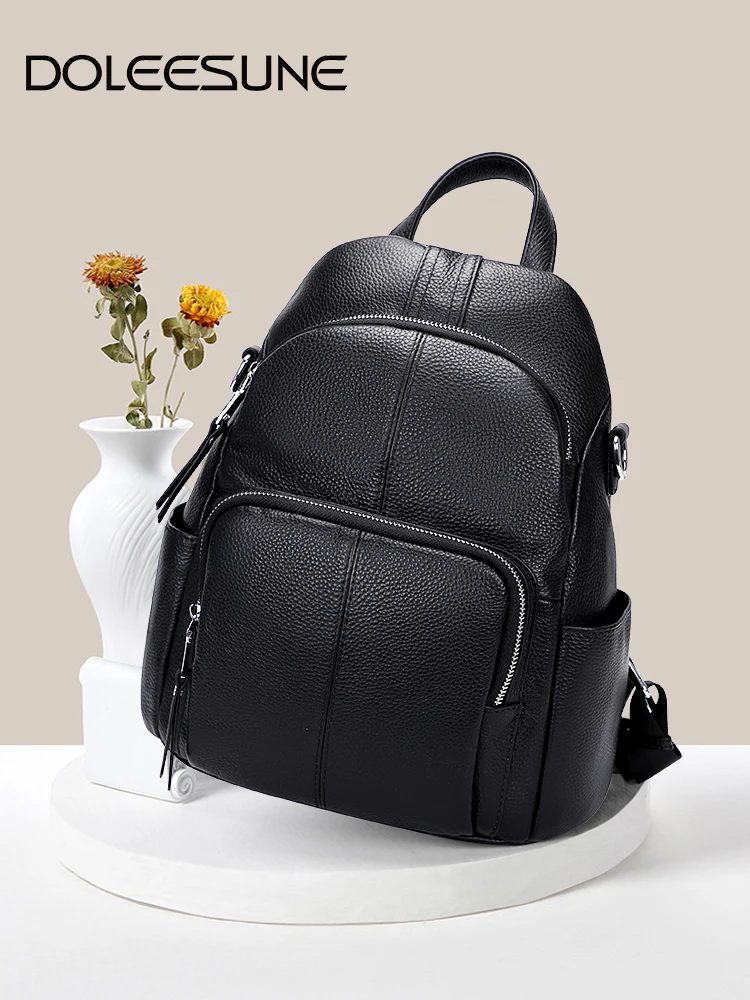 DOLEESUNE-mochila antirrobo 3 en 1 de piel auténtica para mujer, bolso de hombro, informal, elegante