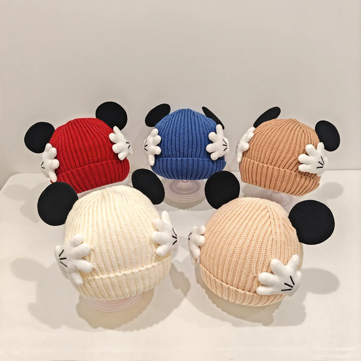 ديزني ميكي ماوس قفاز قبعة 2025 الشتاء محبوك قبعة للبنين بنات، لطيف الكرتون الأذن الدافئة قبعة مبطنة بالصوف للفتيات الفتيان #1