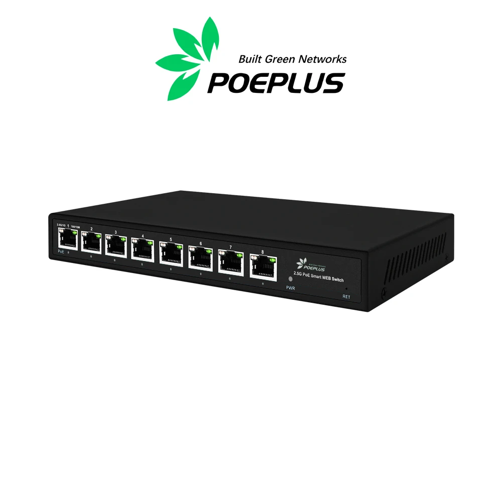 Switch de gerenciamento Web, 5 ou 8 portas, 2.5Gps, PoE, RJ45, L2