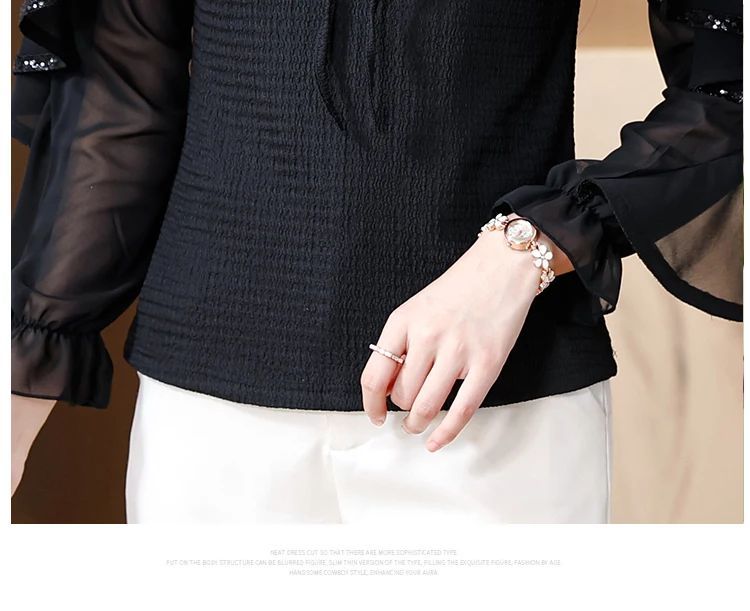 Vintage Damen Blusen Casual Rüschen Shirts Mode Lose Frühling/Sommer Chiffon Kleidung Lange ärmeln Koreanische Frauen Tops