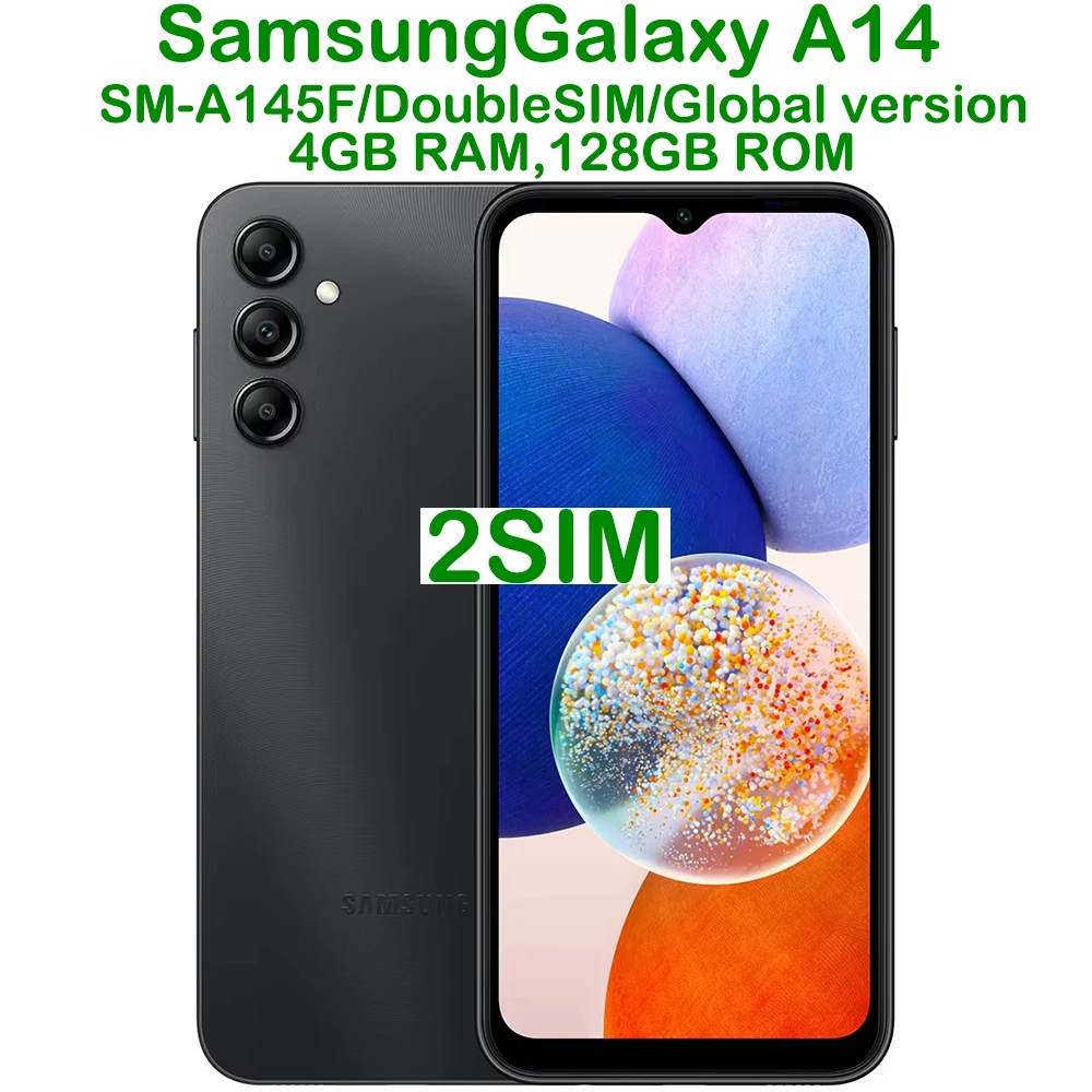Used Samsung Galaxy A14 Android Smartphone 6.6-inch Global Edition 2SIM Refurbished Samsung Android Phone 50MP 5000mAh 15W NFC