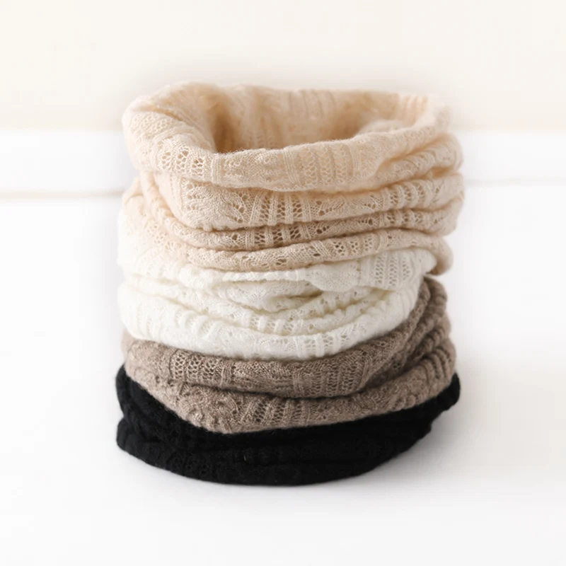 

100% Pure Cashmere Neck Cover Winter Warm Scarf Knitted Fake Collar Solid Color Hollow Head Ring Male/Female Universal