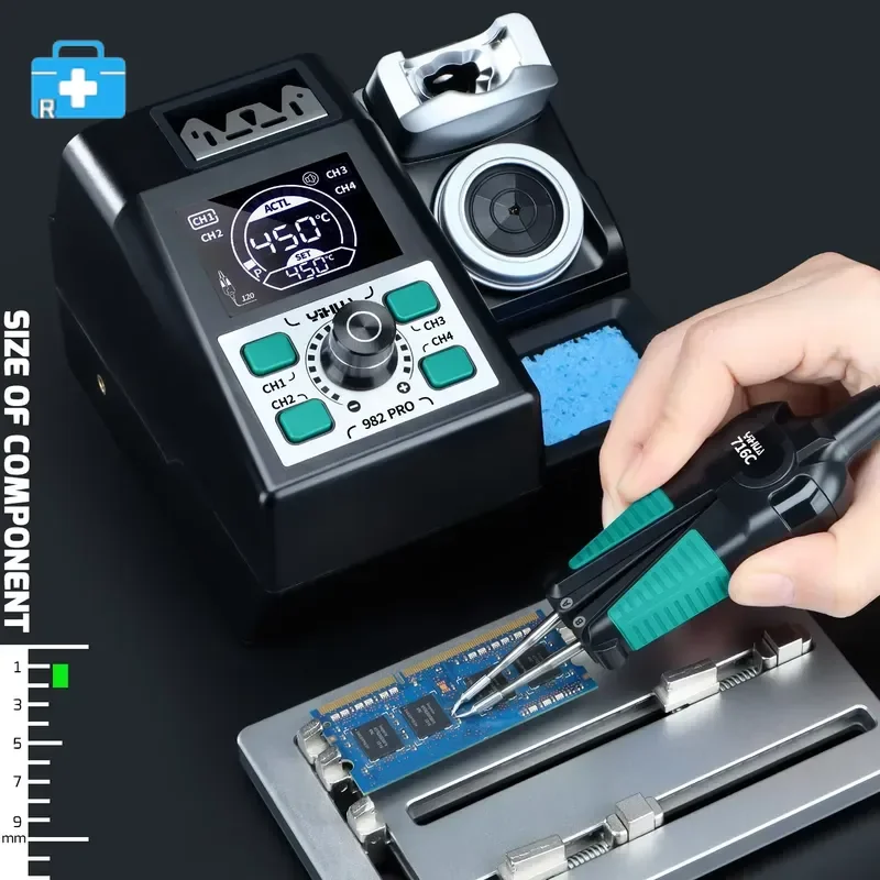982 PRO 2-IN-1 Hot Tweezers & Soldering Iron for SMD Welding Microscope Compatible with C45 Tip Desoldering Station
