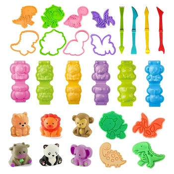 3D Play Dough Molds Dough Accessories Kit for Kids 3D Cartoon Lion Monkey Dinosaur…