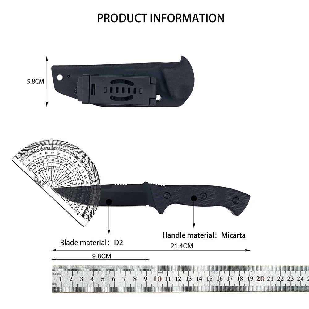 التكتيكية في الهواء الطلق التخييم شواء الفولاذ المقاوم للصدأ شفرة مثبتة سكين الصيد الدفاع عن النفس EDC سكين البرية بقاء أدوات D2 شفرة