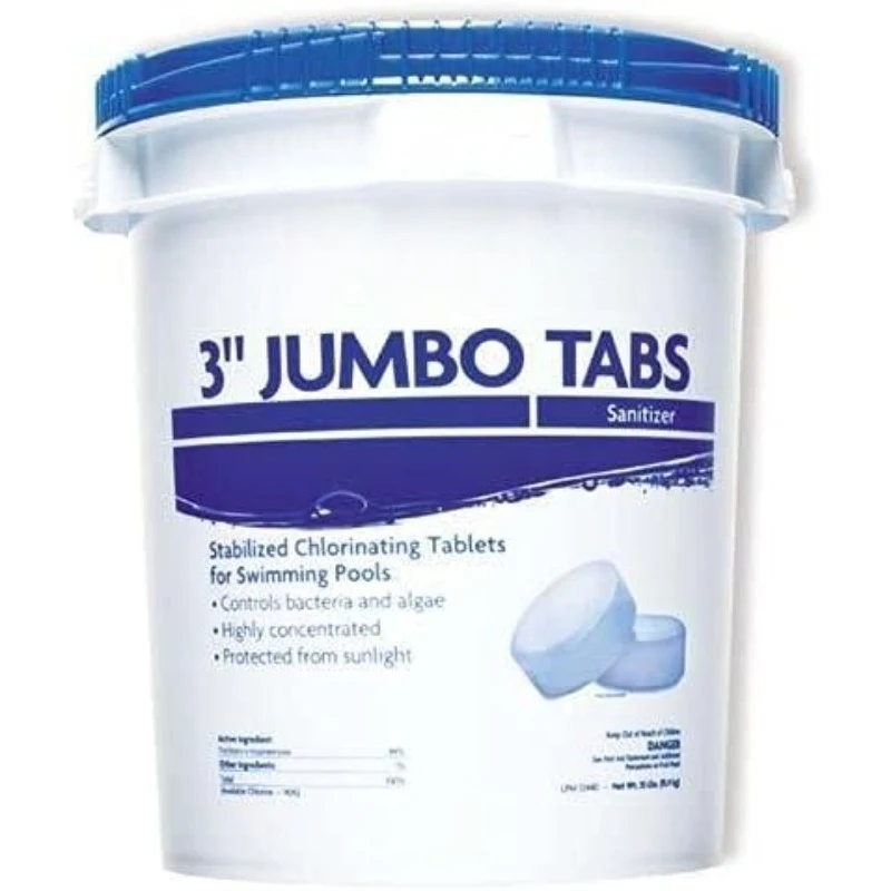 

Jumbo Chlorine Tablets for Swimming Pools - Individually Wrapped Stabilized Sanitizer Tabs - 99% Trichloro-S-Tri