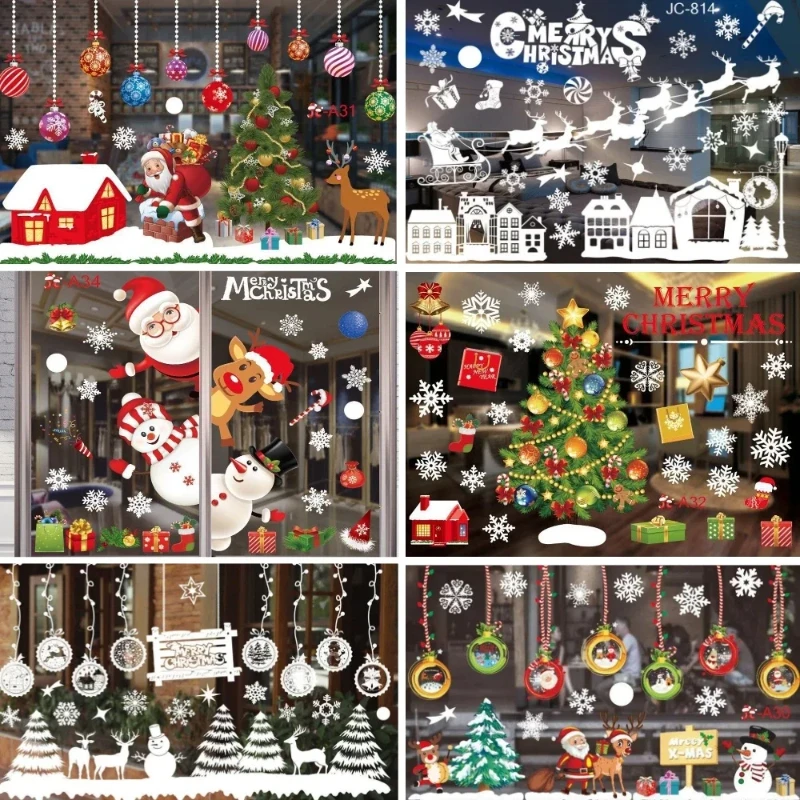 Weihnachtliche Schneeflocken-Fensteraufkleber, Dekorative Statische Schneeflocken-Sticker für Familien- und Kinderzimmer, Wand- und Spiegelaufkleber W