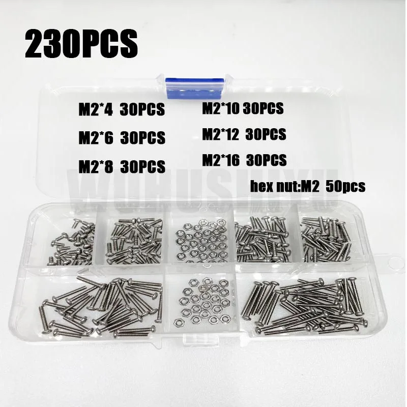 120-434Pcs 304 Stainless Steel Hex Button Socket Head Cap Screw Hexagon Thread Machine Metric Nut Bolt Assortment Kit Set M2~M6
