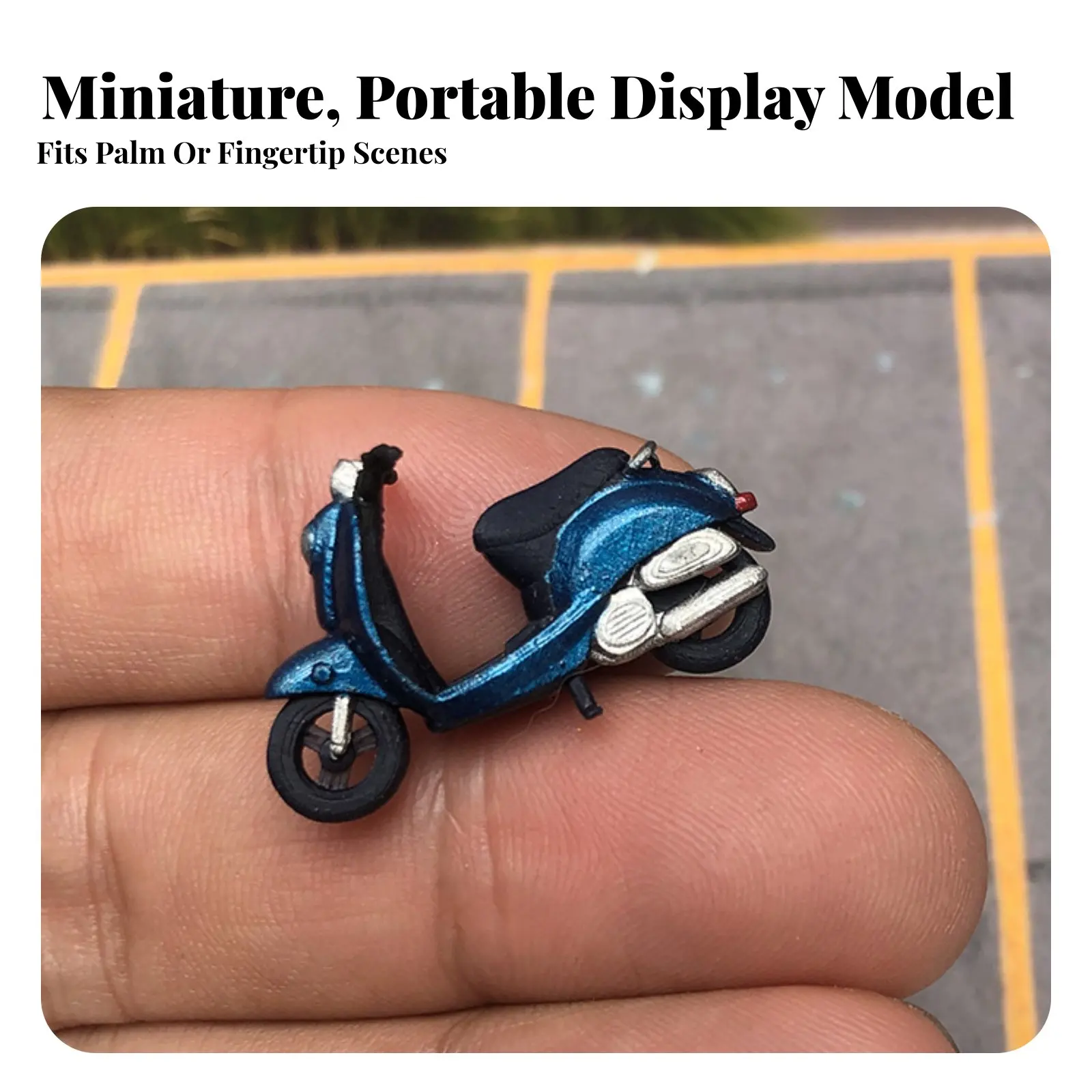 

Масштабная модель скутера 1:64, высокодетализированная, с миниатюрными фигурками, миниатюрная модель транспортного средства, ручная роспись, винтажная репродукция скутера, улучшенная версия.