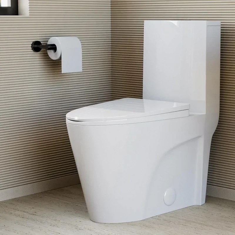 HOME One Piece Toilet Dual Tornado Flush 0.8/1.28 GPF مع مقعد إغلاق ناعم، ارتفاع مريح SM-1T254 أبيض توصيل مجاني #1
