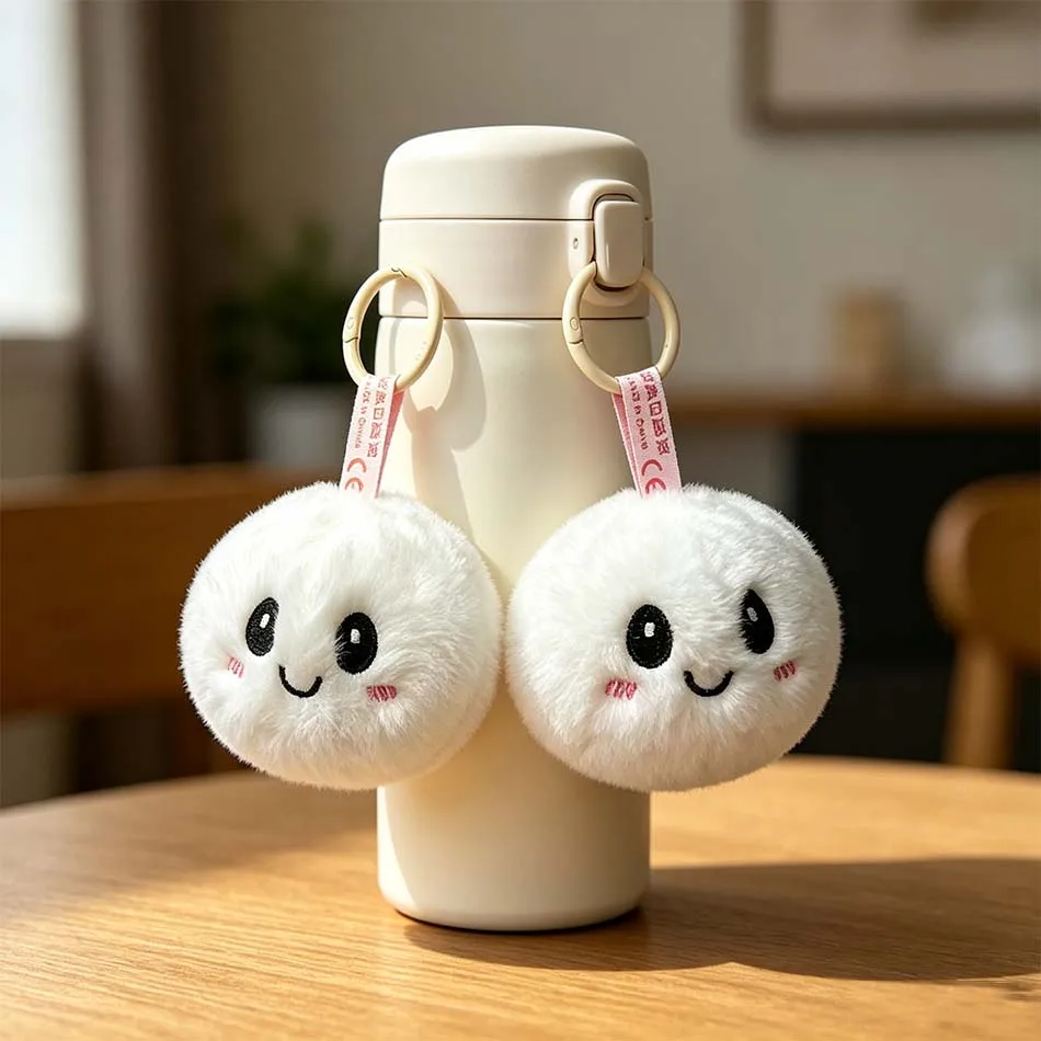 Cute Dumpling Squishy Plush Keychain Soft Fluffy Sensory Fidget Toy Stress Relief Bag Pendant Girls Birthday Gift