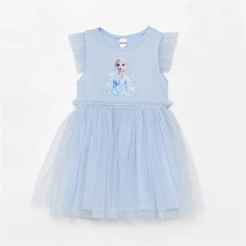 1-6Y Summer The Little Mermaid Princess Girl Dress Lovely Sleeveless Elsa Princess Dress Party Costume for Kids