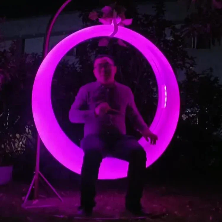 

Кресло-качалка для ландшафтного дизайна отеля Moon Patio с цветным RGB-подсветкой, садовые подвесные качели PE, кресло-качалка для отдыха