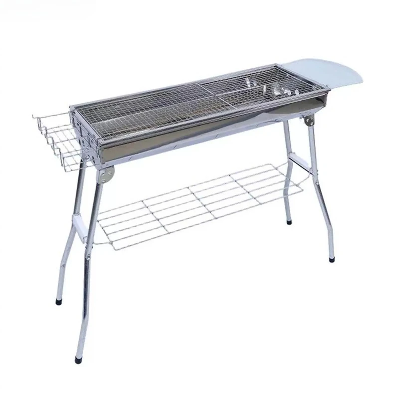 Outdoor Full Barbecue Grill Camping Field Charcoal Skewers Stainless Steel Stove Household Folding Barbecue Grill