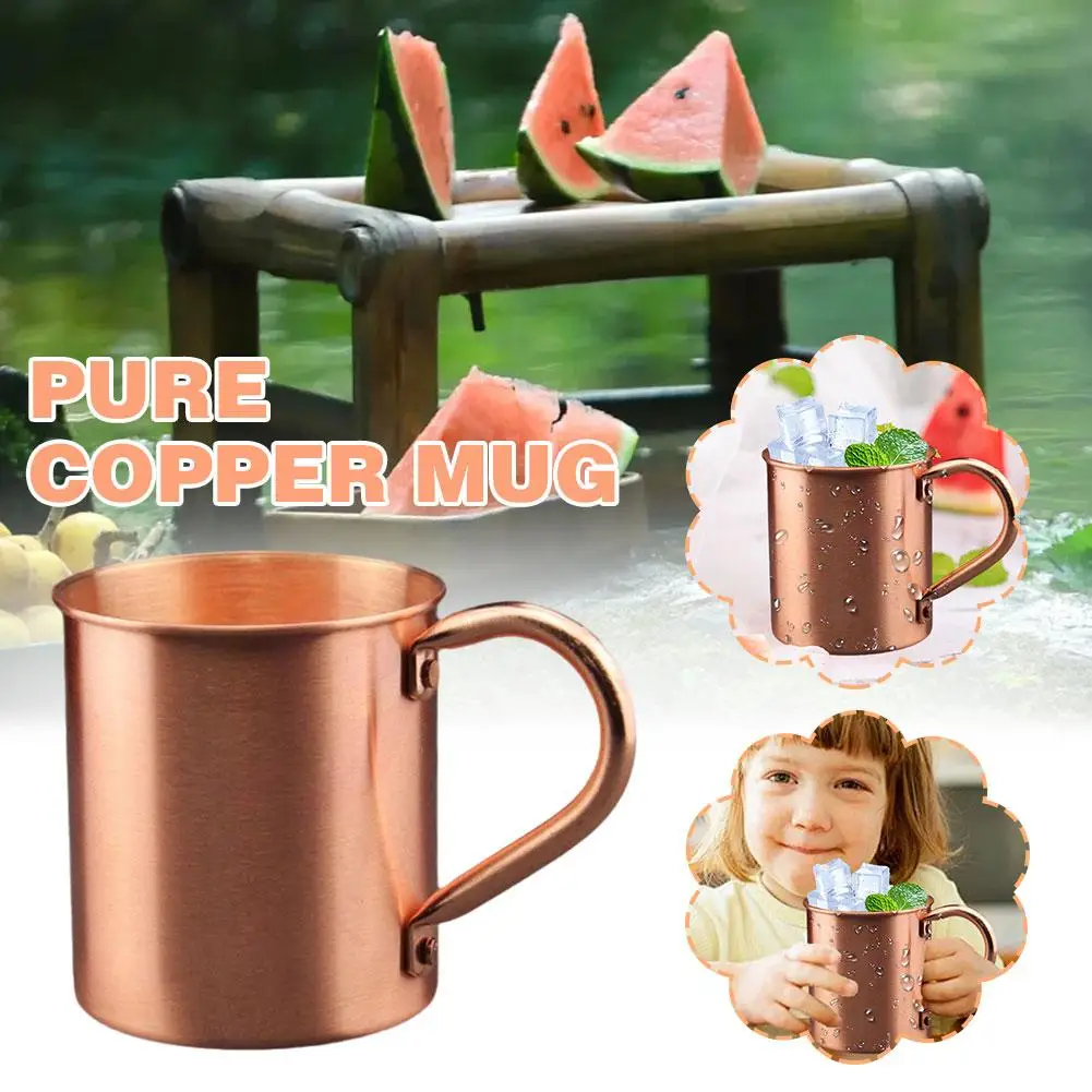 New High-end 420ML Pure Copper Mug Moscow Mule Mug Copper Mug Drink Oz Mugs-Cylinder-Shaped Cold Beer Cocktail Cup Solid 16 P7C4