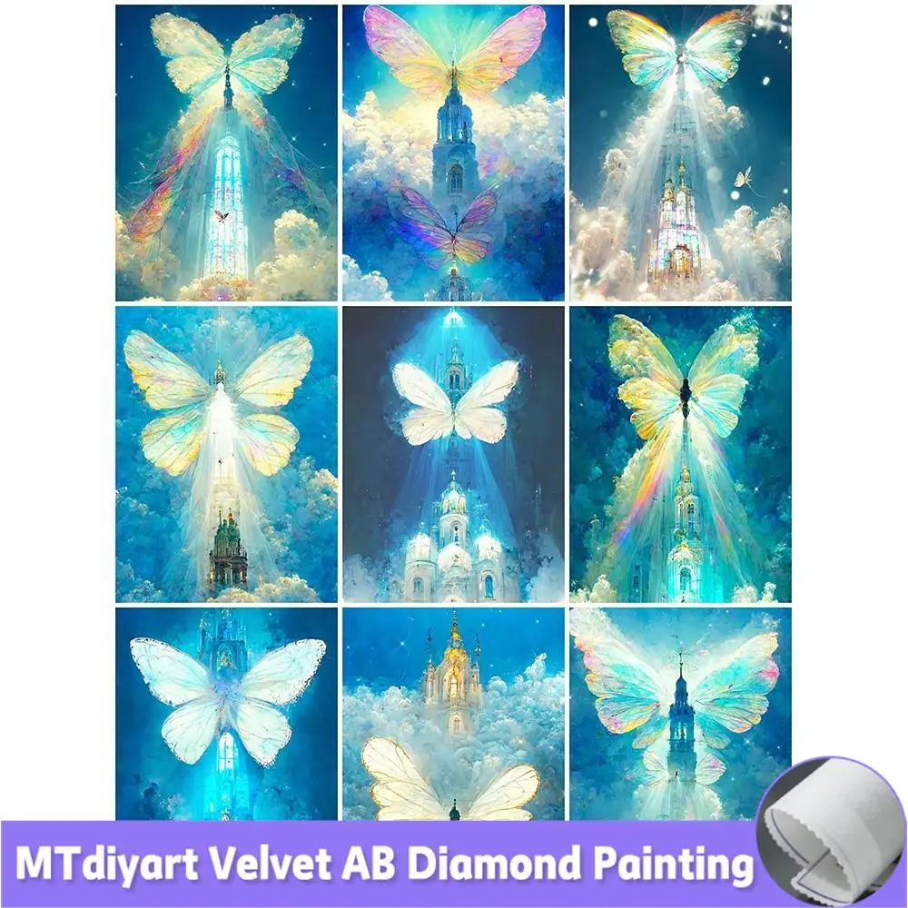 Алмазная живопись AB 5D с бабочкой, замок, пейзаж, полная вышивка, мозаика, искусство, наборы для вышивки крестиком, домашний декор, Новое поступление 2023