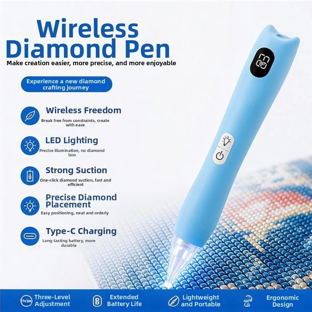 Rechargeable Electric Diamond Painting Pen Low‑Noise Vacuum‑Suction Handheld Diamond Art Pen Digital‑Display Precision‑Pickup