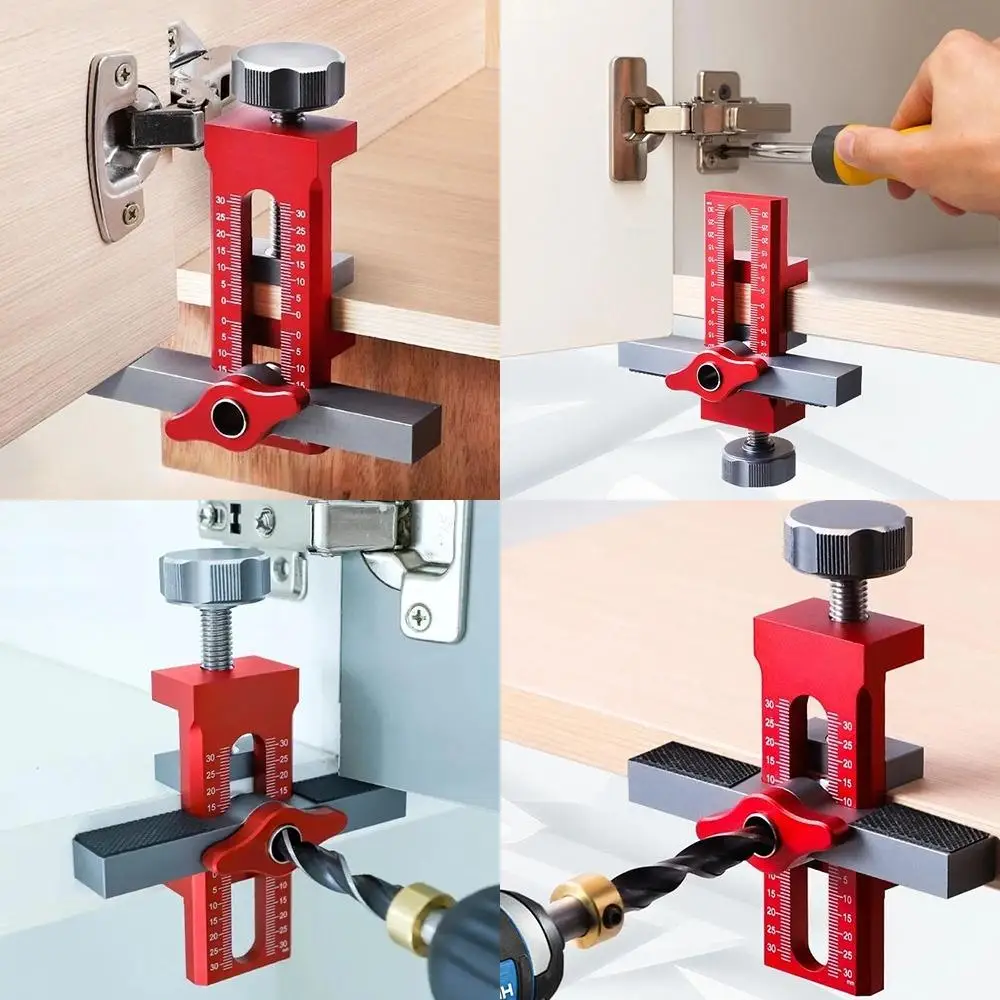 2 In1 Closet Door Panel Mounting Jig Rebounder Drilling Install Clamp Metal Non Slip Sturdy Cabinet Panel Installation Clip