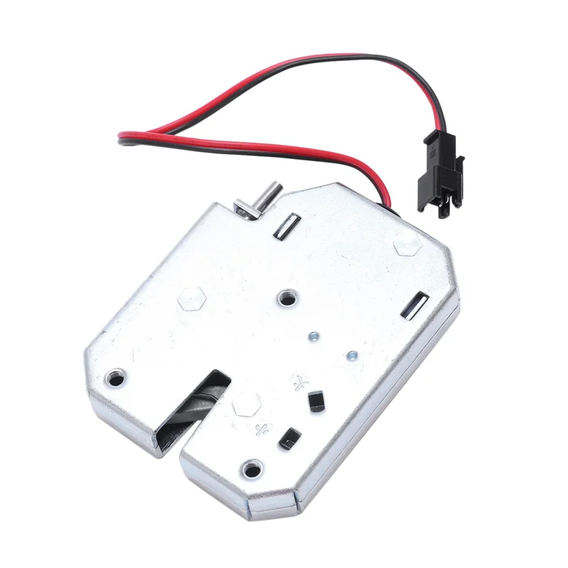 Elektrozaczep A96I-2X, zasilanie DC 12V 2A, elektromagnetyczny zamek do drzwi, szafek, szuflad, szaf, stal węglowa, srebrny kłódka.