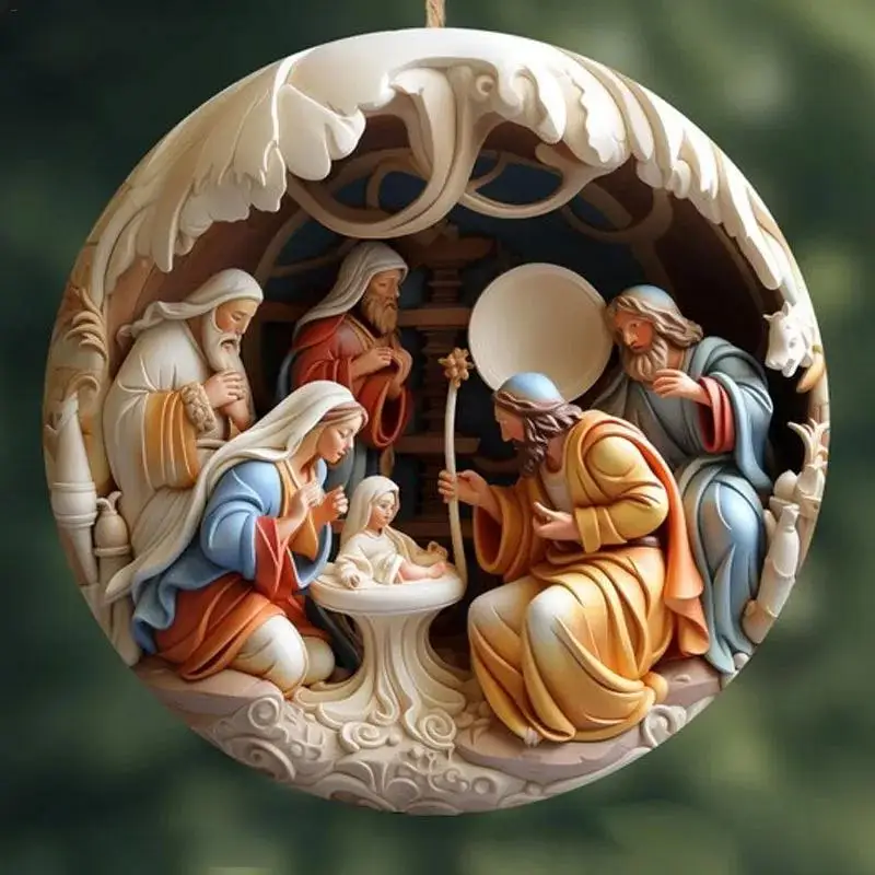 Jesus Nativity Scene Ornament Nativity Christmas Christian Tree Ornament The Birth Of Jesus Decorations Religious Decor For Home