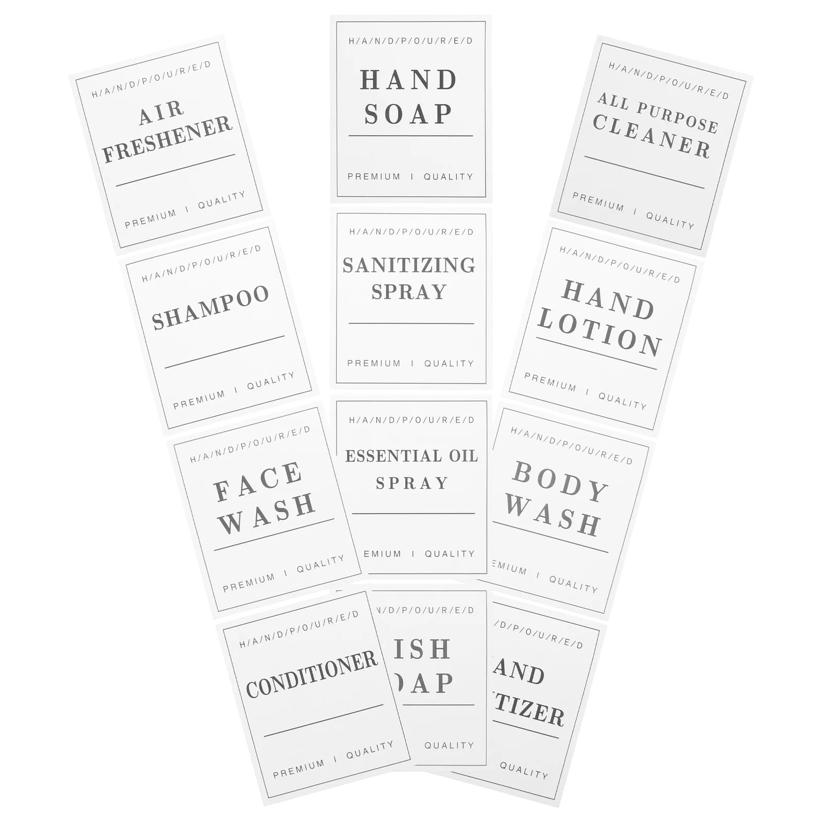 12 Pcs Bathroom Storage Tags Hand Shampoo Label Bottle Decals Travel Lable Stickers Water Proof Self-adhesive Pvc