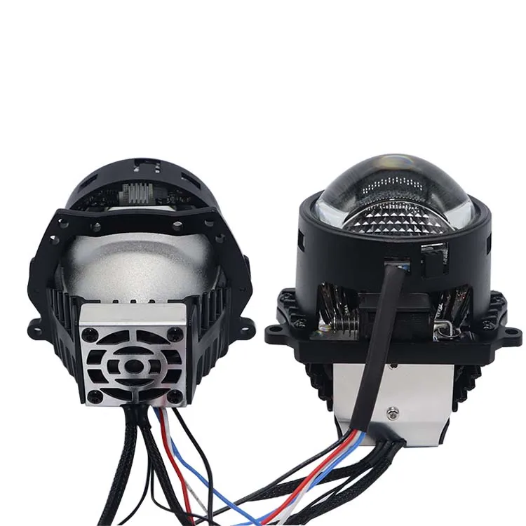 Universal Bifocal Lens Led Headlight with DRL Turning Light for All Vehicles 09-16V High Low Beam 55W White Yellow Nondesructive