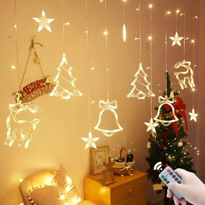 Christmas Decoration String Garland Curtain LED Fairy Lights For Holiday Home Xmas Tree 2025 Navidad Gift 2026 New Year Decor