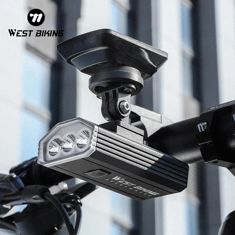 WEST BIKING 1500 Lumen Bicycle Headlight Type-C Charging MTB Road Bike Hoisting Front Lights IPX6 Waterproof Cycling Flashlights