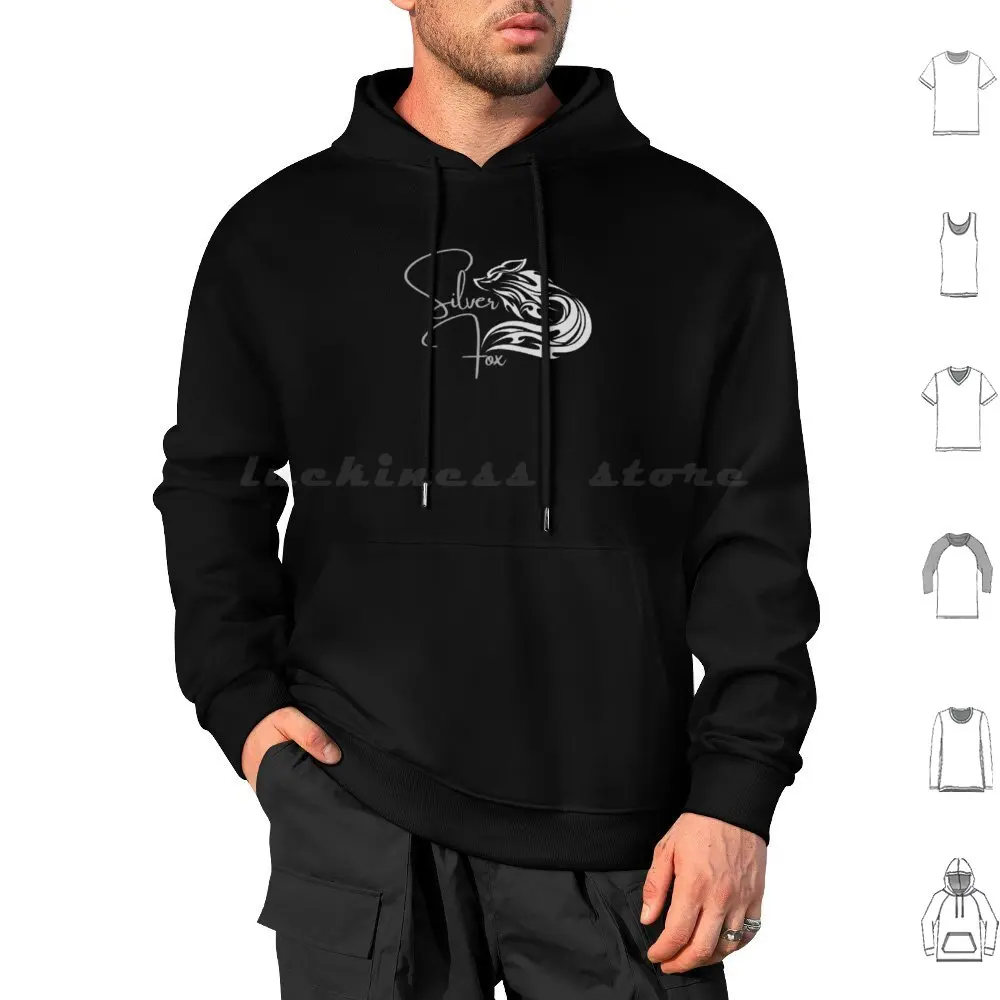 Silver Fox , Classy Design For Silver-Haired People Hoodie Cotton Long Sleeve Silver Hair Gray Hair Classy Aging Gracefully
