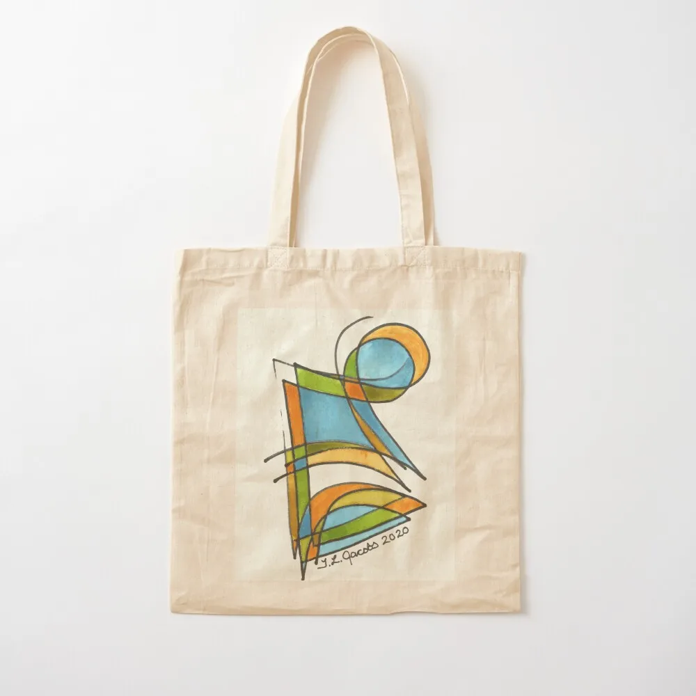 الفن التجريدي مع الأزرق الأخضر البرتقالي الطلاء حمل حقيبة حقيبة قماش قنب للنساء شنطة هدايا لطيف حمل للتخصيص #2