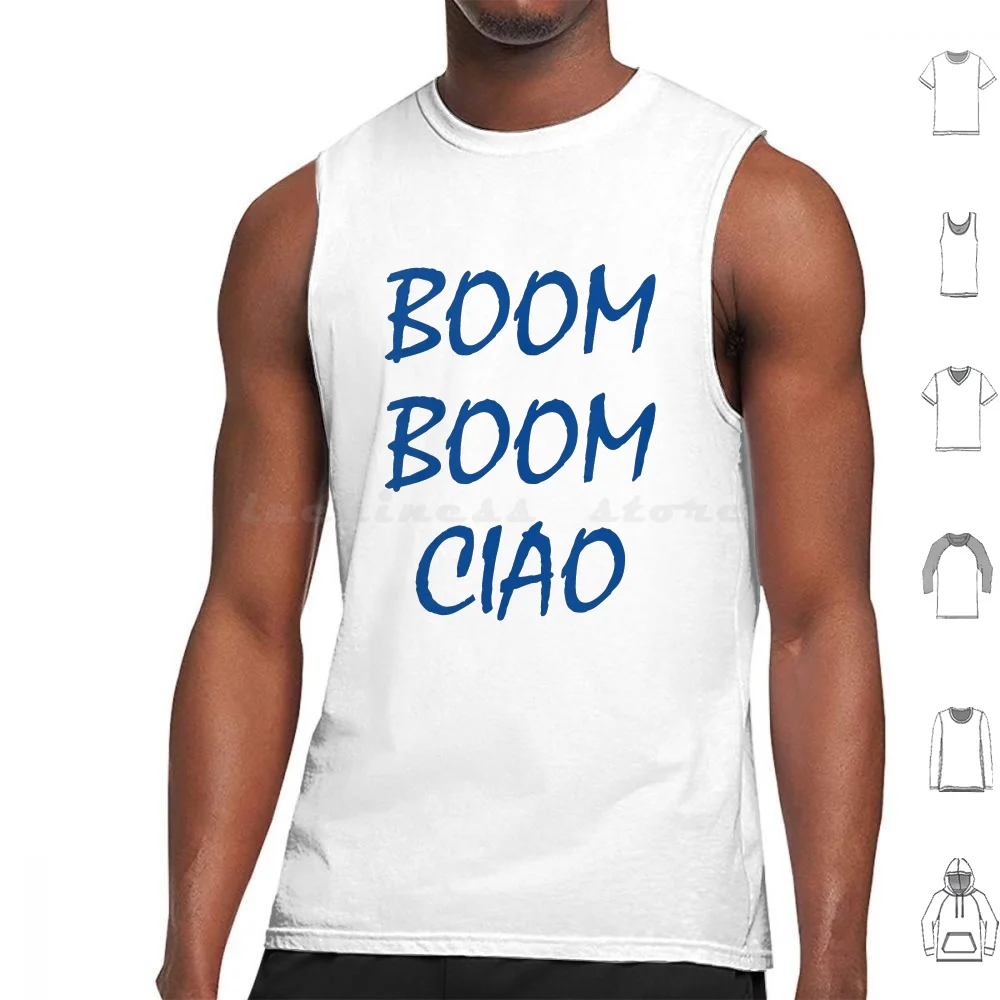 Boom Boom Ciao Tank Tops Print Cotton Boom Boom Ciao Boom Ciao The Paper House Palermo Nairobi Helsinki Serie Movie