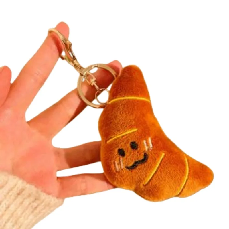Cartoon Croissant Anhänger Schlüsselanhänger süße Mädchen Tasche Puppe Plüschtier Schlüsselanhänger Plüschtier Baby Puppe Geschenk