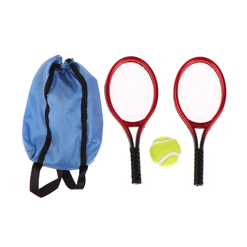 4pcs/set Dollhouse Miniature tennis racket tennis set Simulation sports model