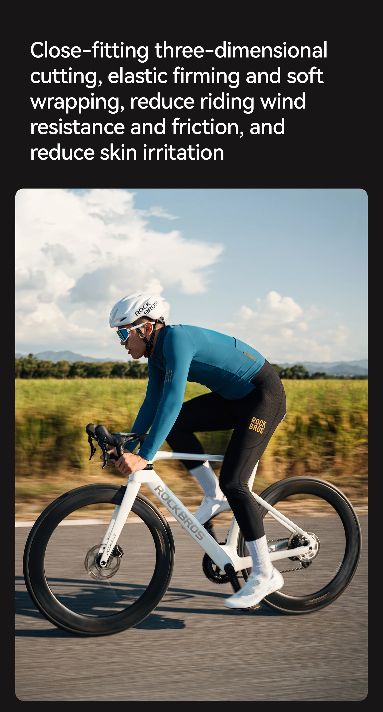 ROCKBROS Winter-Radtrikot für Herren, hochelastisches Diamant-Thermo-Fleece-Fahrradjacke, rutschfest, bequeme Fahrradbekleidung – Detail 6