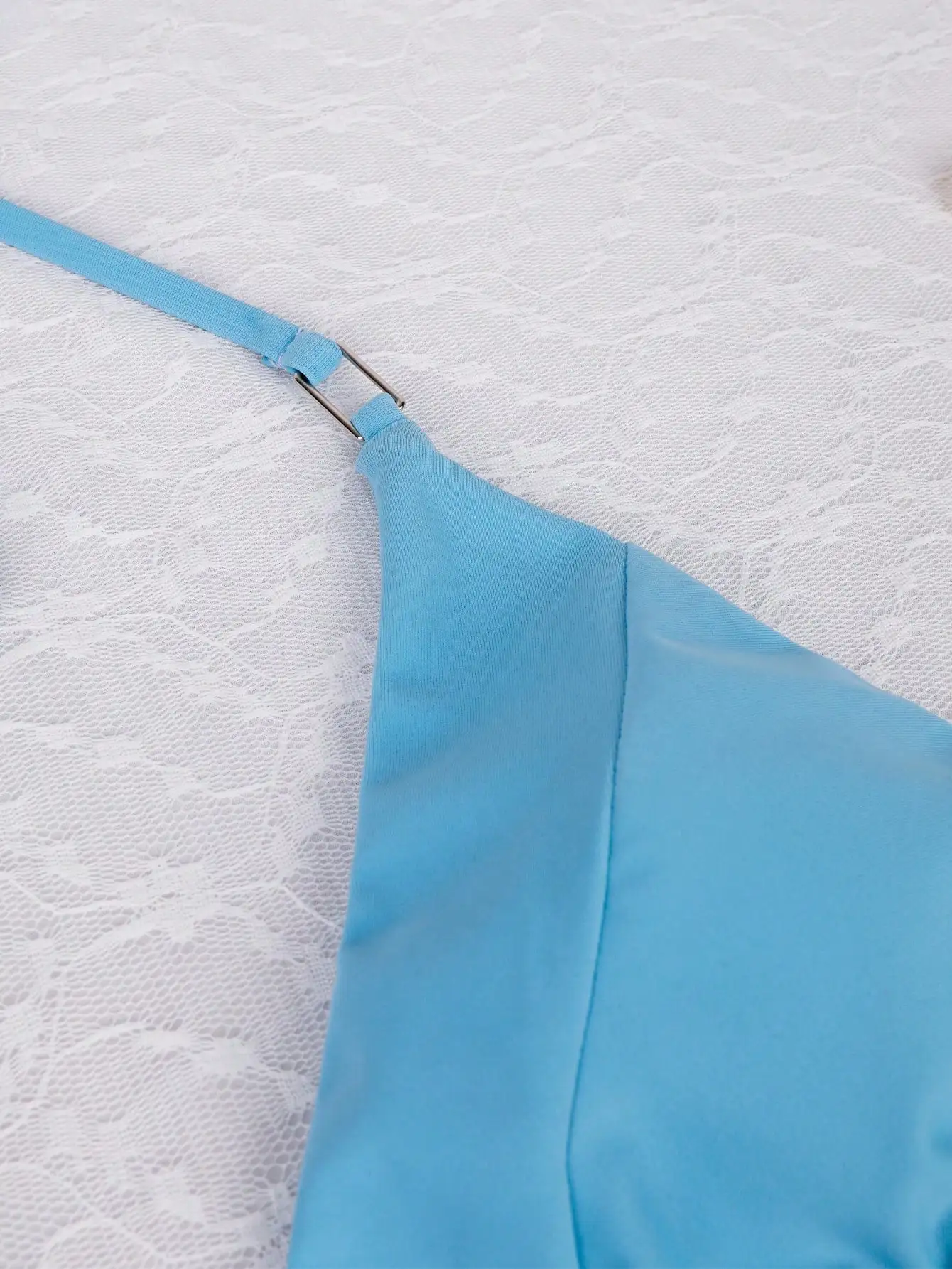 2025 Women's Sexy Blue Triangle Bikini Set - High Cut Thong Bottoms and Adjustable Straps - Perfect for Beach and Pool Parties