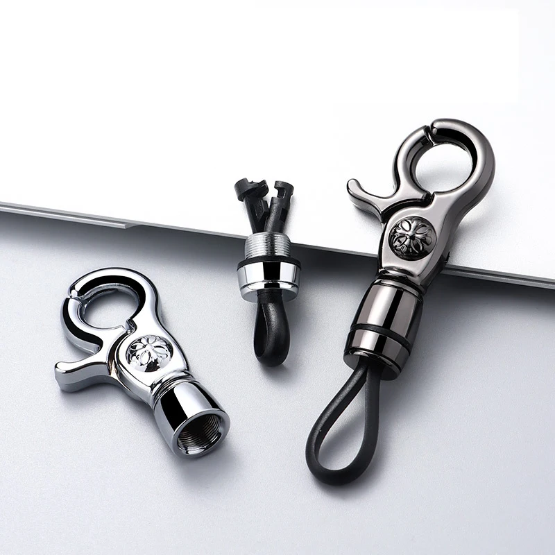 Zinc Alloy Keychain With 360° Rotating Belt Clip Men & Women  Anti-Drop Car Key Chain Key Ring (Pendant Holder + Rope Lock)
