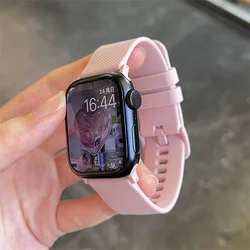 Pink Reticulated Soft Silicone Strap For Apple Watch Band 49mm 45mm 44mm 41mm 40 38 42 Correa Band For Watch Series 8 7 6 SE 5 4