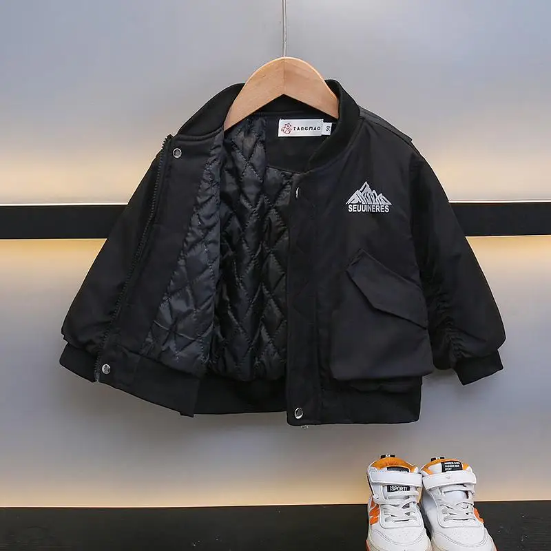 

Легкая хлопковая куртка для мальчиков, осенне-зимняя утепленная бейсбольная куртка, теплая, свободного кроя, молодежная, модная