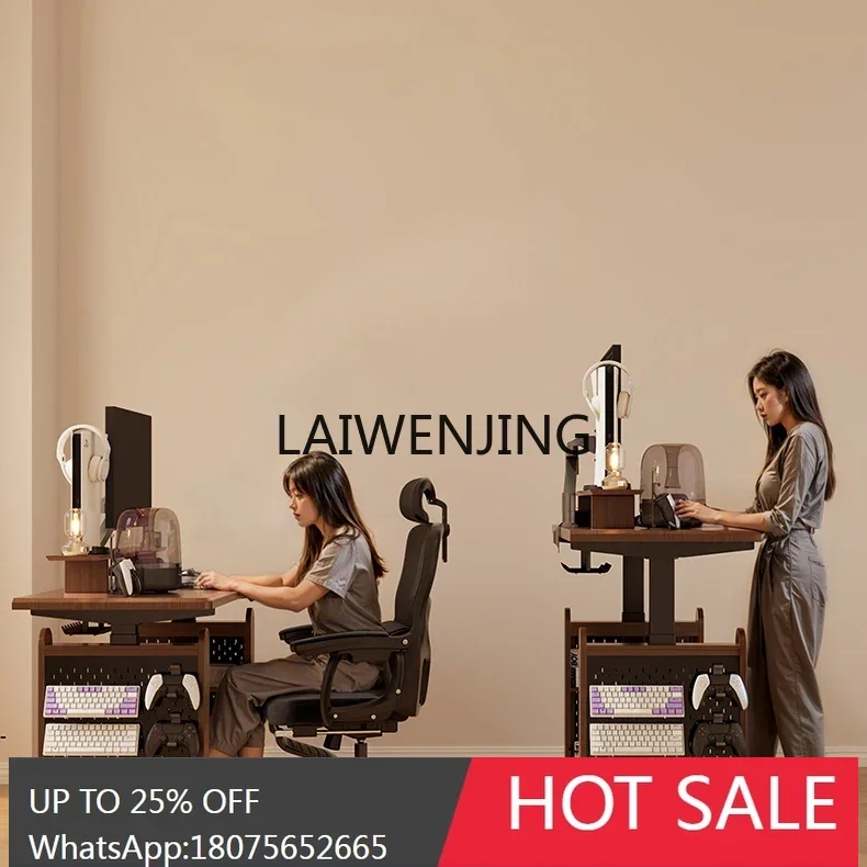 

solid wood electric lifting office study table desk can automatically lift table