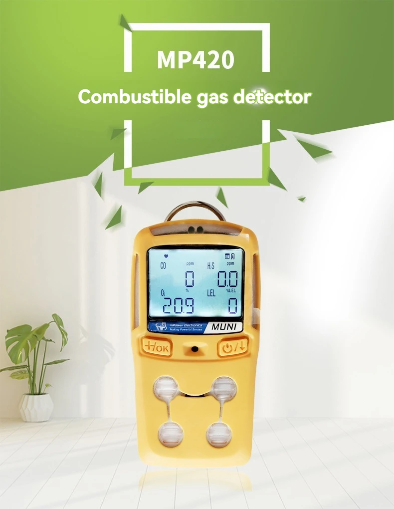 MP420 휴대용 4가스 감지기 알람 핸드헬드 디지털 산업용 O2 H2S CO LEL 다중 가스 분석기 누출 감지기