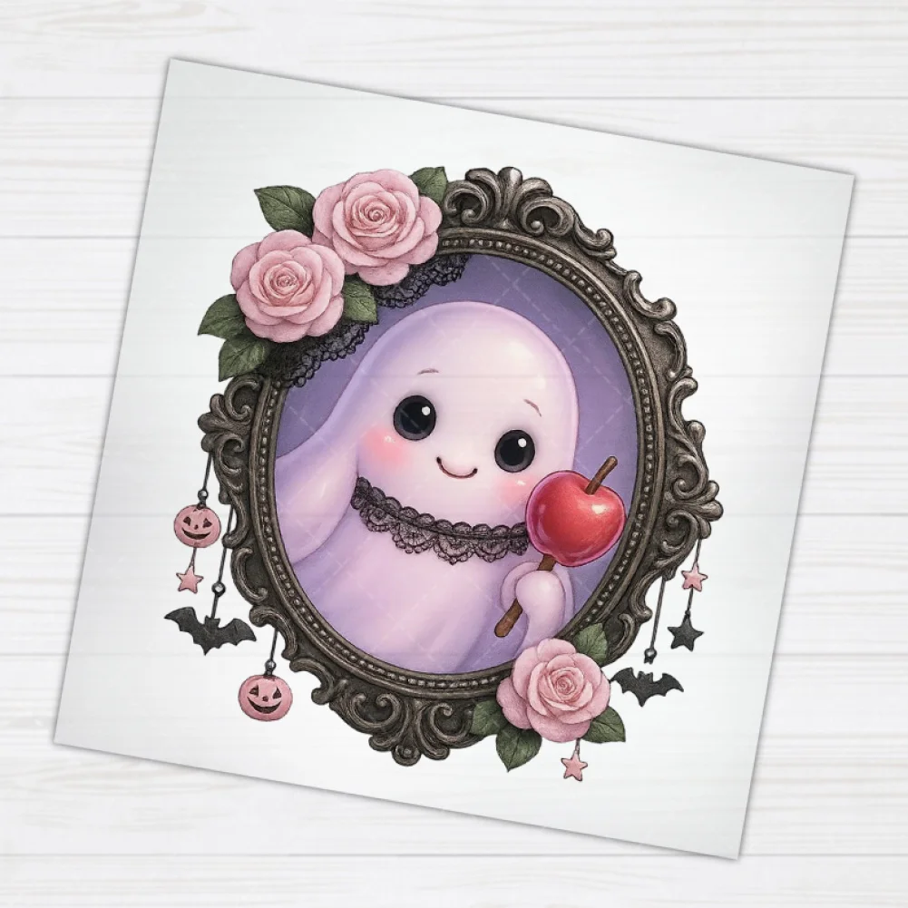 15cm 20cm Cartoon Halloween Ghost Heat Transfer Sticker Waterproof for Cloth T-shirt Sweatshirt Pants DIY Craft