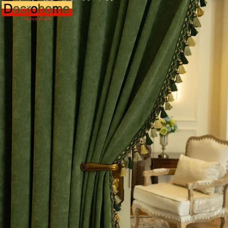 Modern Velvet Curtains for Living Room Bedroom Window Study Vintage Cashmere Blackout New American Curtains Customize