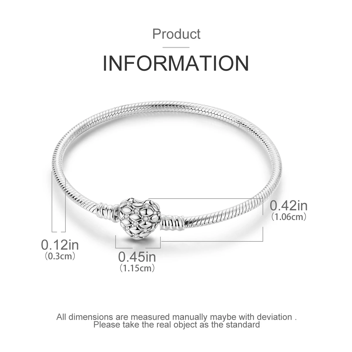 925 Sterling Silber Original Schlangenkette Herzverschluss Perlen-Sicherheitskette Armbänder Passend für Charms DIY Schmuck für Frauen – Detail 19